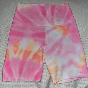 Beach Riot Bike Short Pink/Orange/White Size Small Ribbed Fabric